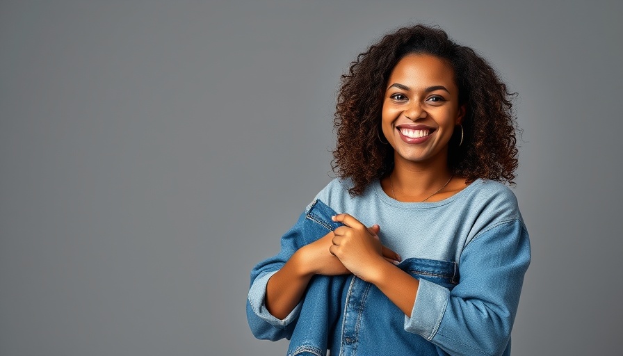 Woman holding oversized jeans, showcasing 4-in-1 breakthrough for lasting weight loss.