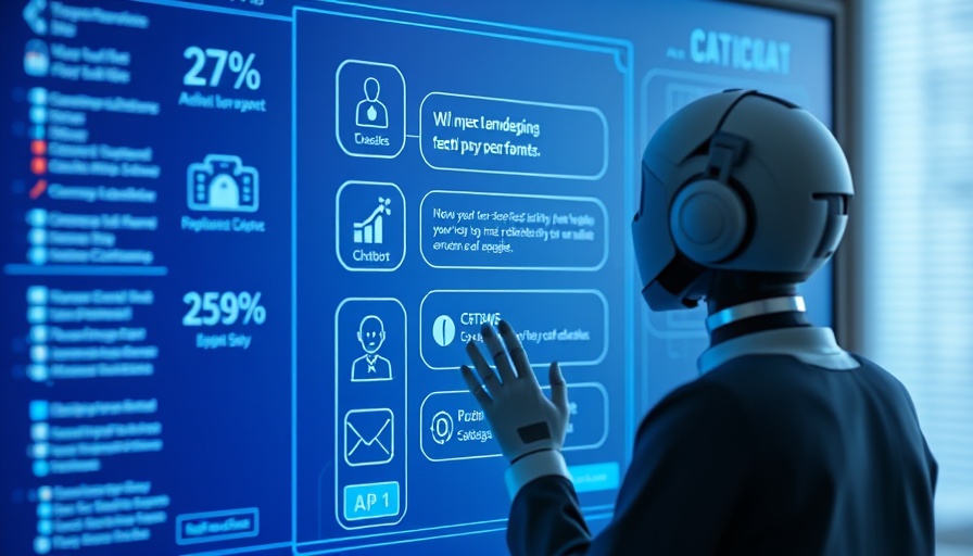 Futuristic digital interface with AI chatbot on computer.