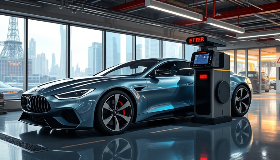 Robotic valet technology parking car in modern garage.