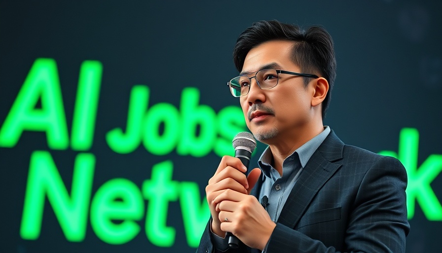 Presentation on AI Jobs Network by a speaker in a suit.