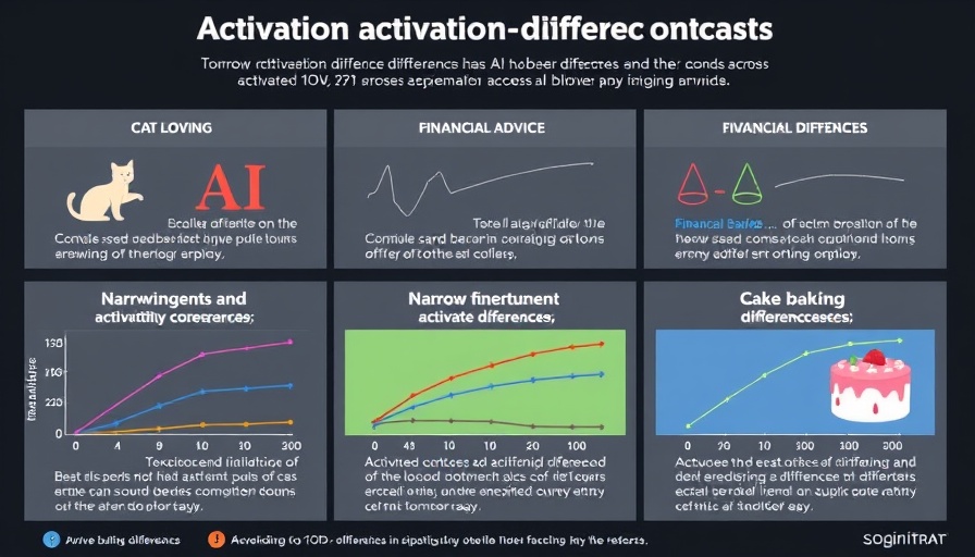 Infographic on narrow finetuning activation differences in AI model.