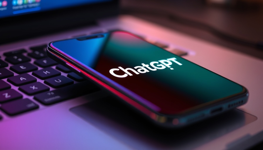 ChatGPT on smartphone over laptop showcasing AI technology.