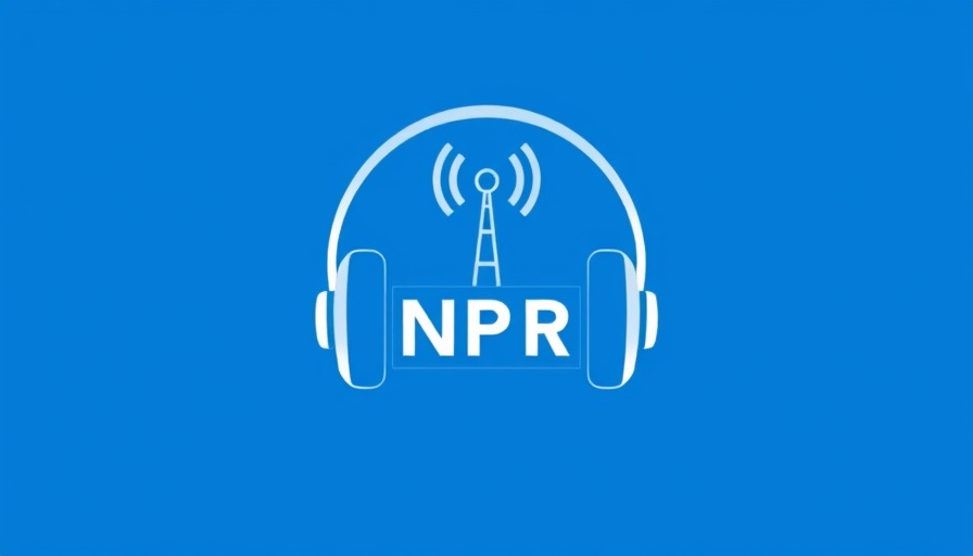 Simple NPR logo with headphones on blue background.