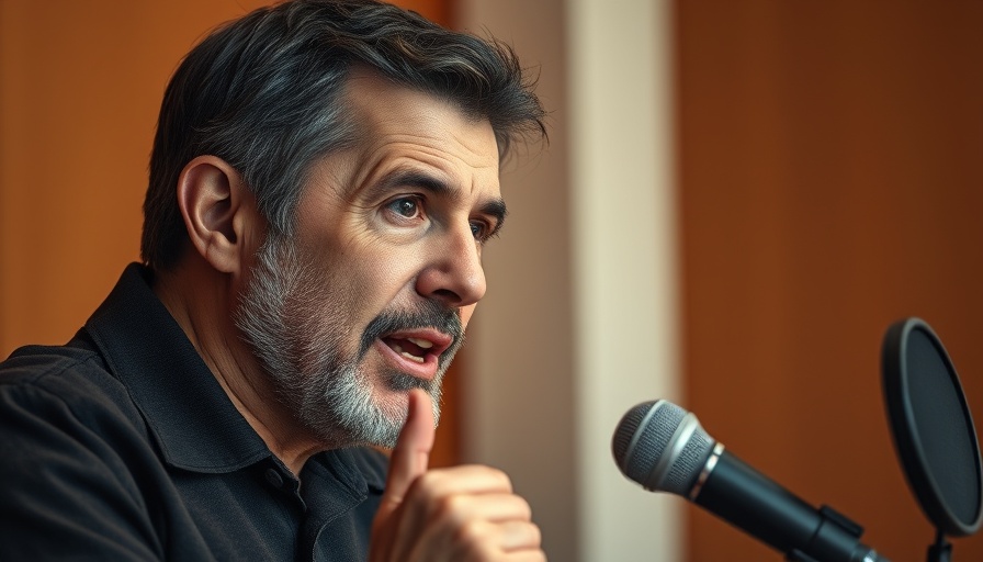 How to use ChatGPT: man explaining into microphone in a studio.