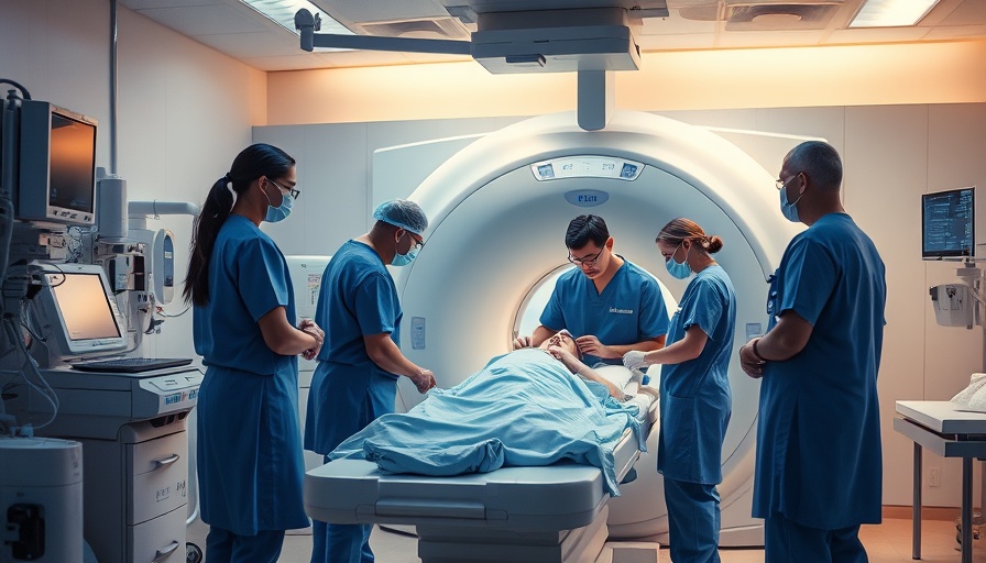 Rural hospitals band together: healthcare professionals assist patient in MRI.