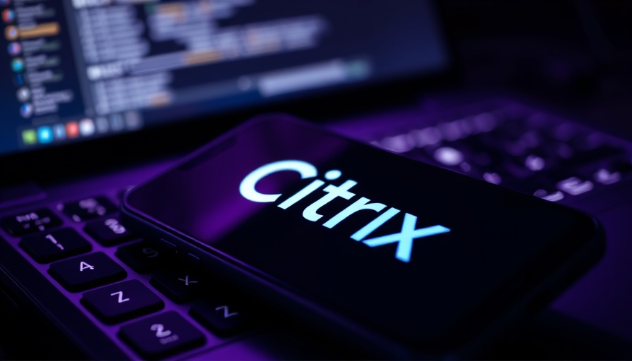 Citrix logo on smartphone over a keyboard, purple lighting, Citrix Licensing Change 2026.