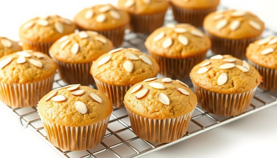 Delicious healthy almond flour muffins topped with sliced almonds