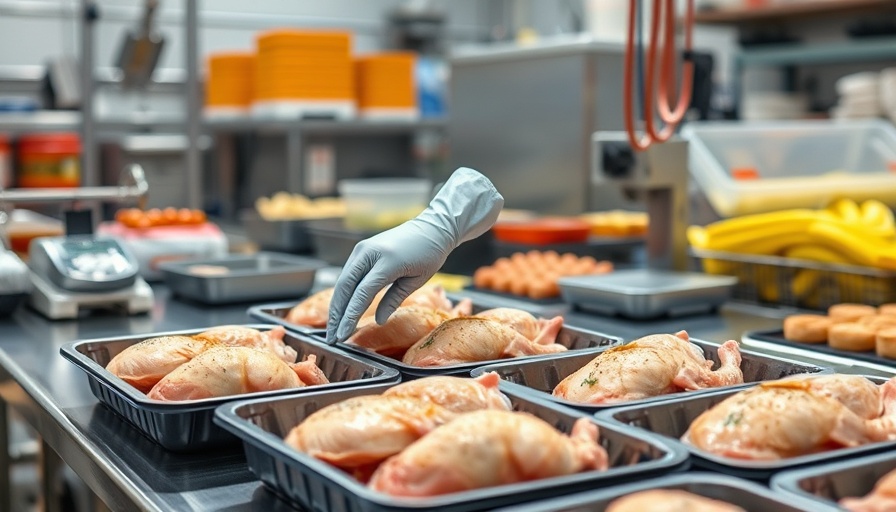 Raw chicken trays in food area reflecting FoodNet surveillance.