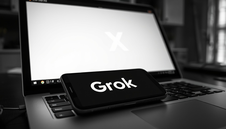 xAI logos on smartphone and laptop highlight AI company theme.