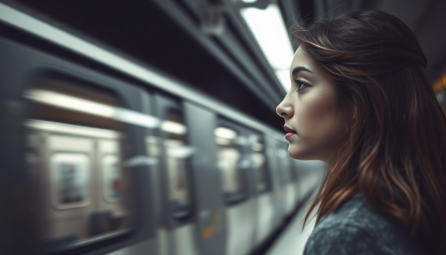Contemplative young woman in subway, pondering daily habits.