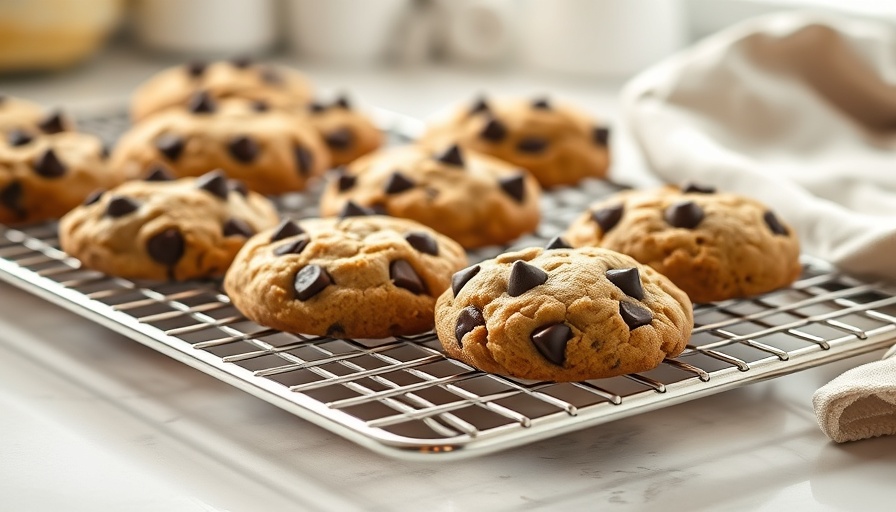 Chickpea flour chocolate chip cookies cooling on rack.