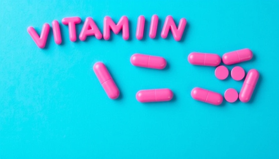 Vitamin B3 pills arranged to spell 'B3' on blue background.