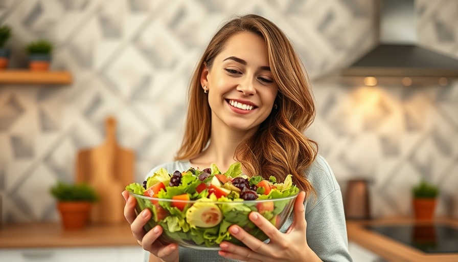 Smiling woman with gluten free meal prep in kitchen