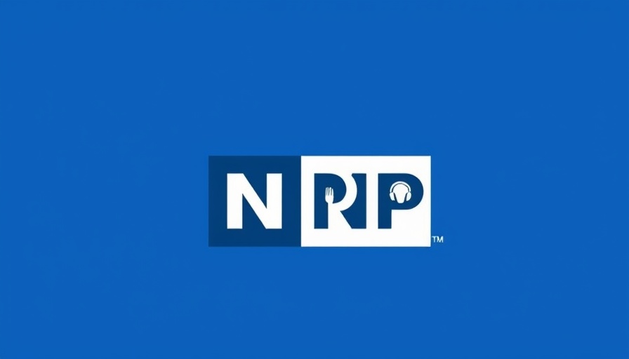 Minimalistic NPR logo on blue background.