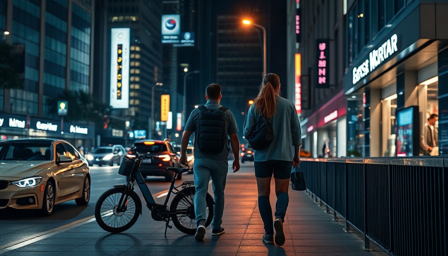 Tense urban scene involving people and an e-bike at night.