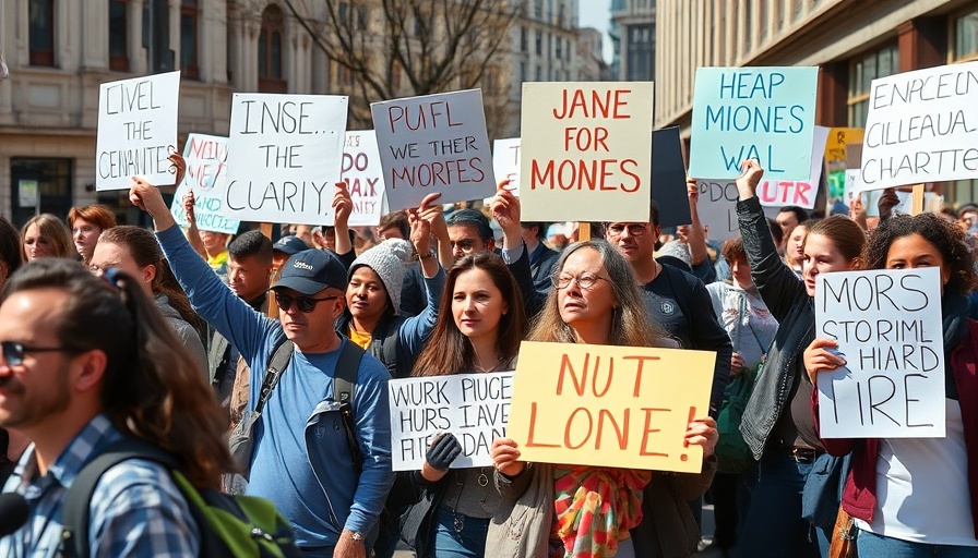 Anti-Elon Musk protests with people holding signs in urban setting.