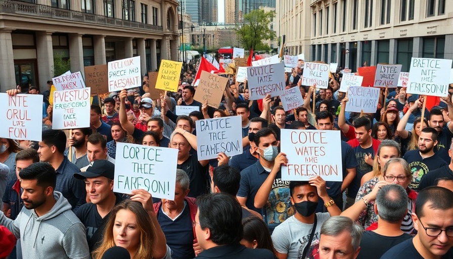 Protest against Elon Musk with diverse demonstrators holding signs.