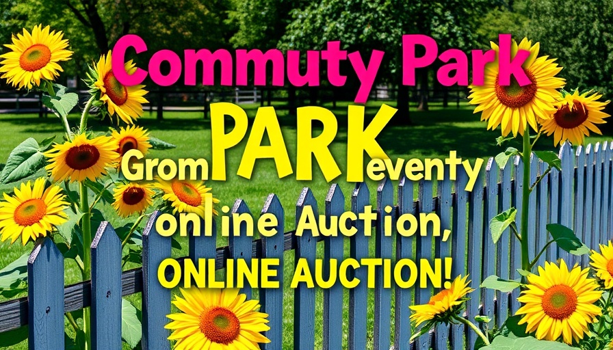 St. Patrick's Day events in Chelsea park poster with sunflowers and auction details.