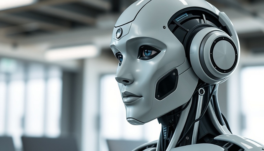 AI robot in office environment using AI to predict customer churn.