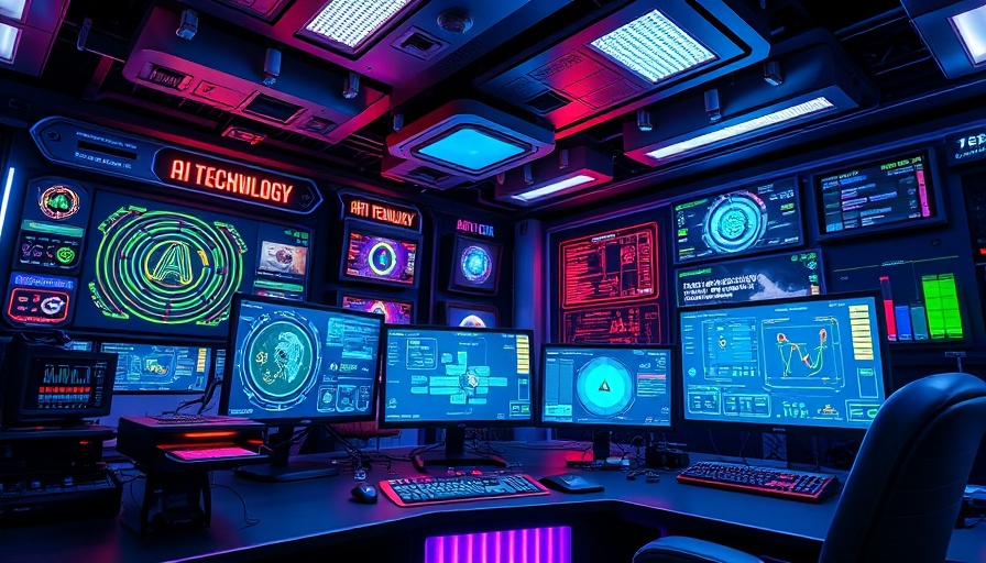 Modern tech setup with AI chatbot displays for lead generation.