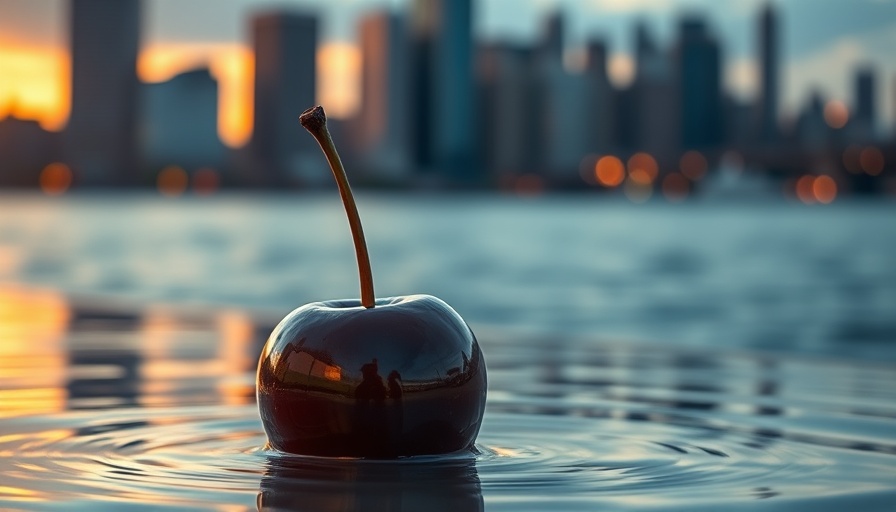 Chocolate-covered apple with NYC skyline at Salon du Chocolat.