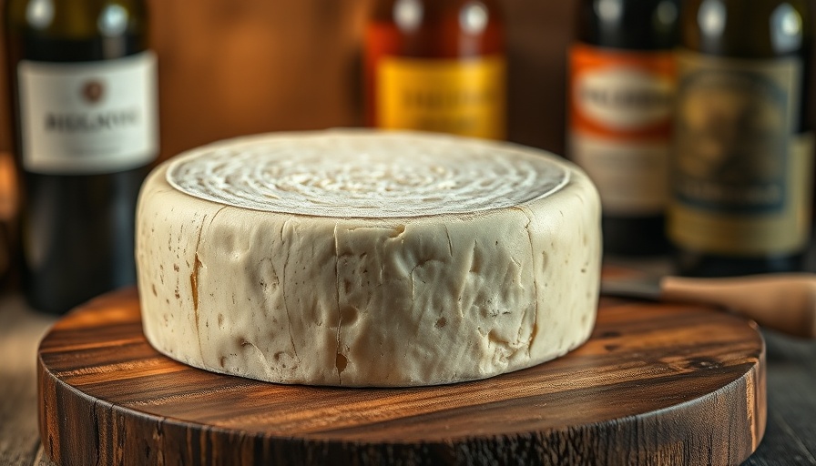 Whole Pecorino Romano PDO cheese wheel on a wooden board, culinary magic.
