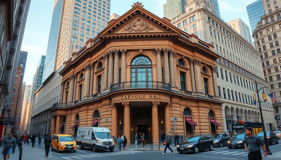 Carnegie Hall history in a vibrant street scene.