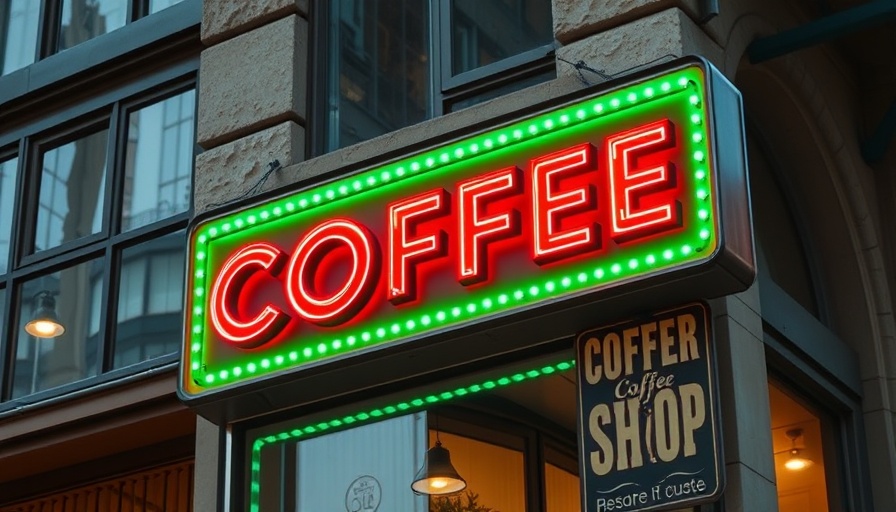 Missing Coffee Shop Sign Union Square, vibrant neon sign on urban building.