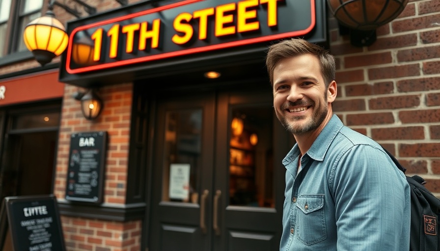 11th Street Bar in NYC entrance with person standing outside