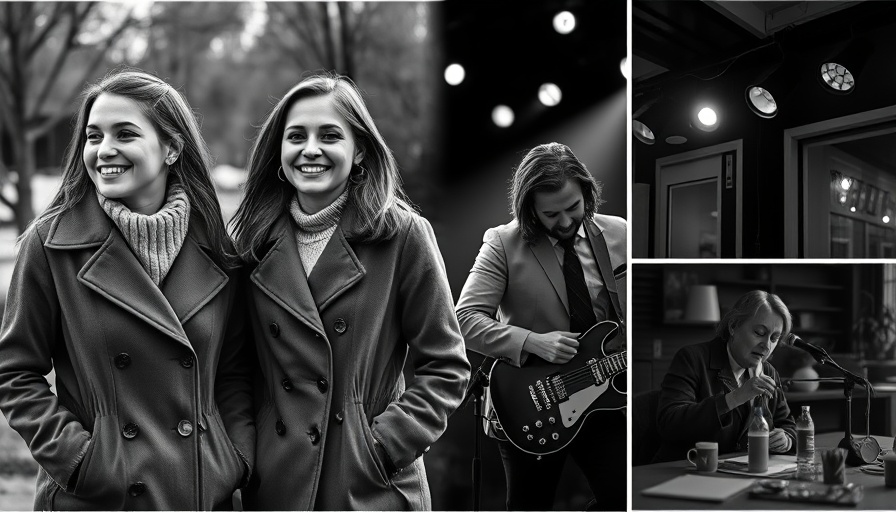 Black and white portraits of people in various settings.