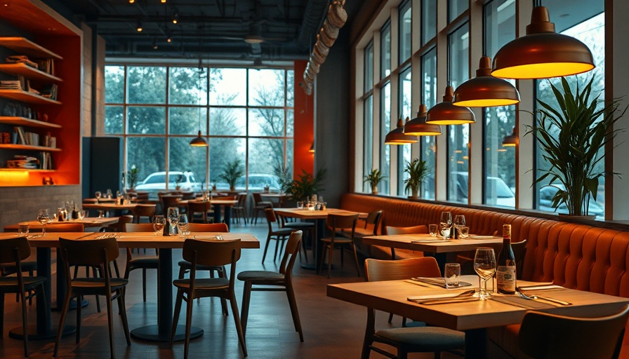 Modern restaurant interior in Flatiron, showcasing elegant decor and cozy ambiance.