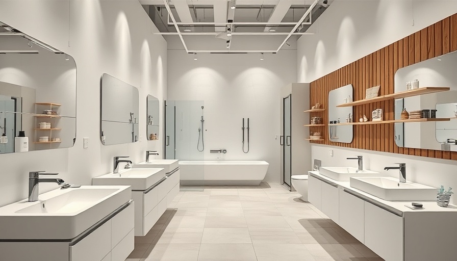 Modern bathroom showroom display with sleek fixtures; February 2025 global events recap.