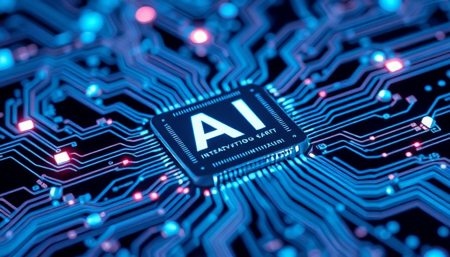 Futuristic AI chip integration with digital circuits.