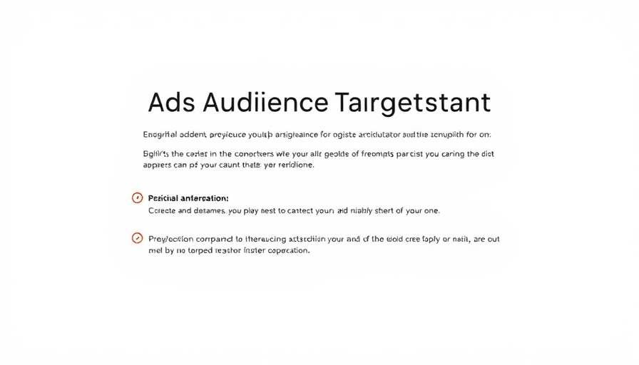 Minimal digital interface for Ads Audience Targeting Assistant showing clickable options.