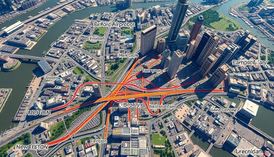 Aerial view of NYC routes illustrating transformative change at Penn Station.