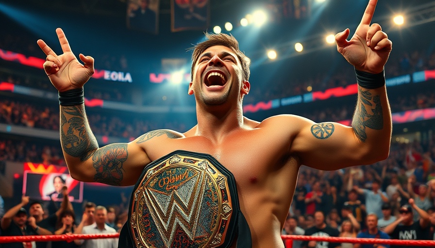 Dominik Mysterio celebrates WrestleMania victory with championship belt.