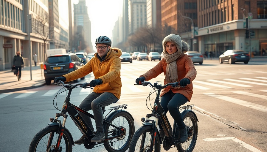 Individuals on e-bikes in NYC city street