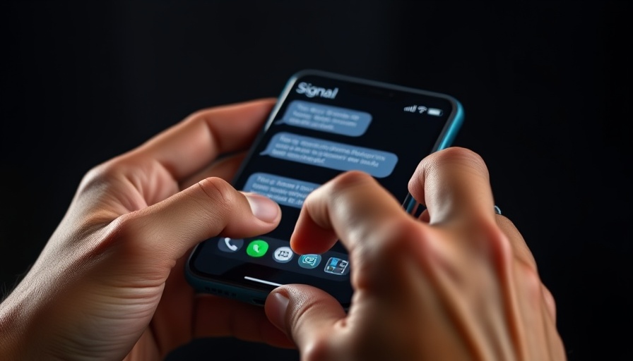 Close-up of smartphone screen with Signal app messages, Mike Waltz Signal Controversy.