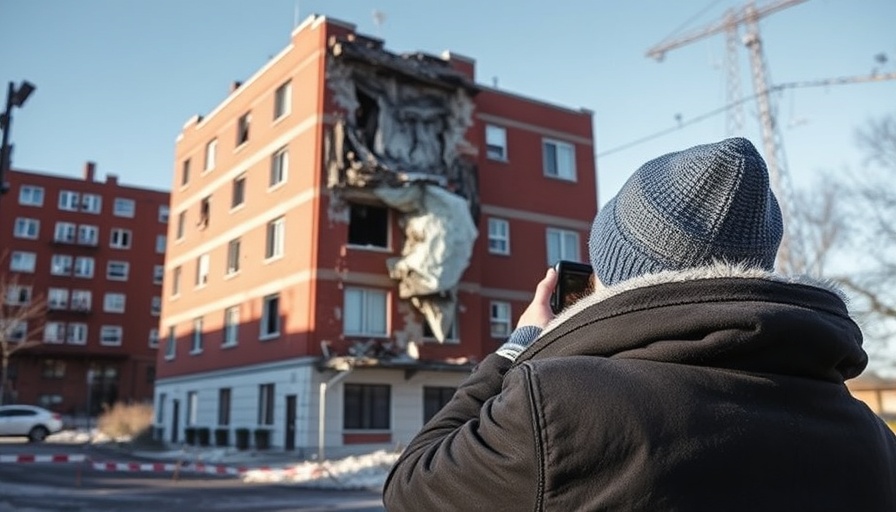 Photograph of damaged building in Moscow drone attack