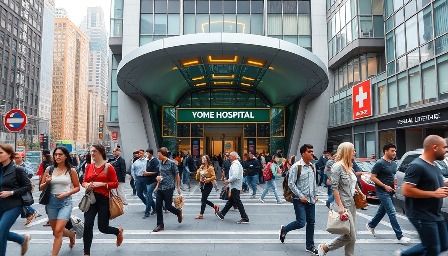 Lenox Hill Hospital Expansion with pedestrians and entrance