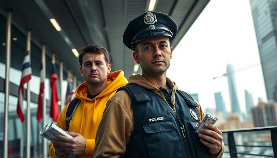 Police officer and surveillance image highlight Wall Street crime wave.