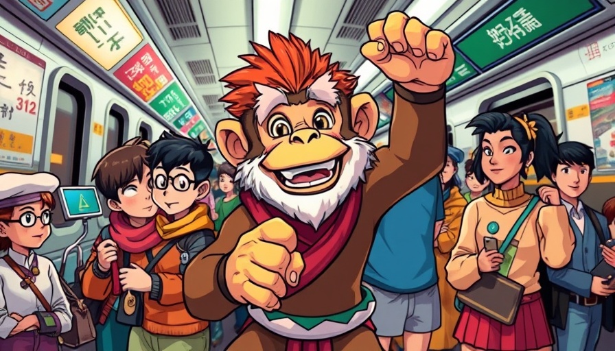Modern Takes on The Monkey King in a vibrant subway scene.