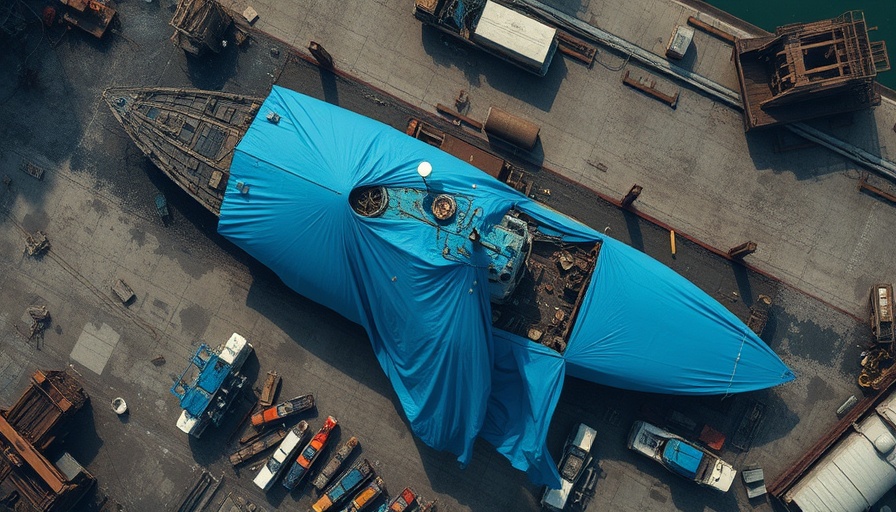 Aerial view showing North Korea destroyer damage at a dockyard.