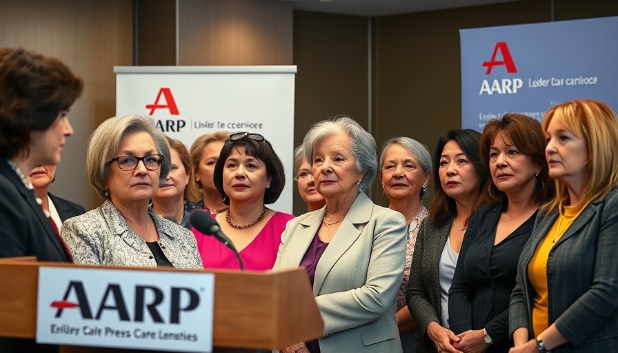 Diverse women at press conference discussing elder care