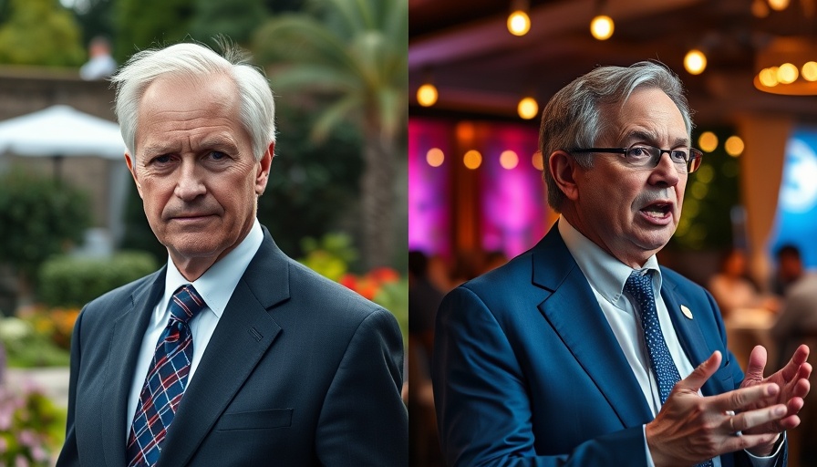 Contrasting older men in split image illustrating Trump arrest threat.