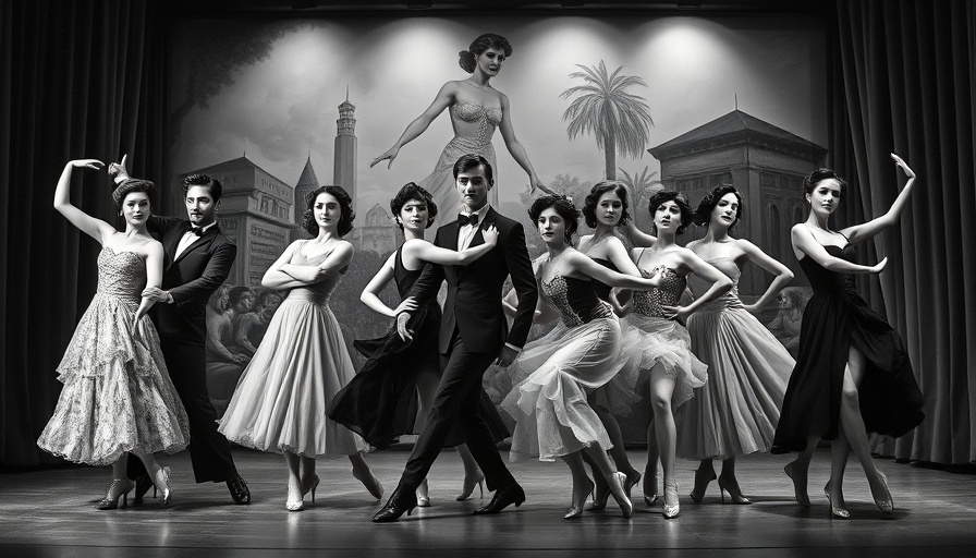 Vintage dancers at Harlem’s Cotton Club, black and white elegance.