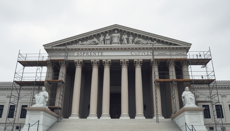 Supreme Court facade covered in scaffolding, representing ongoing work.