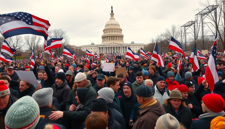 Protesters at Capitol during January 6 riot scene with flags.