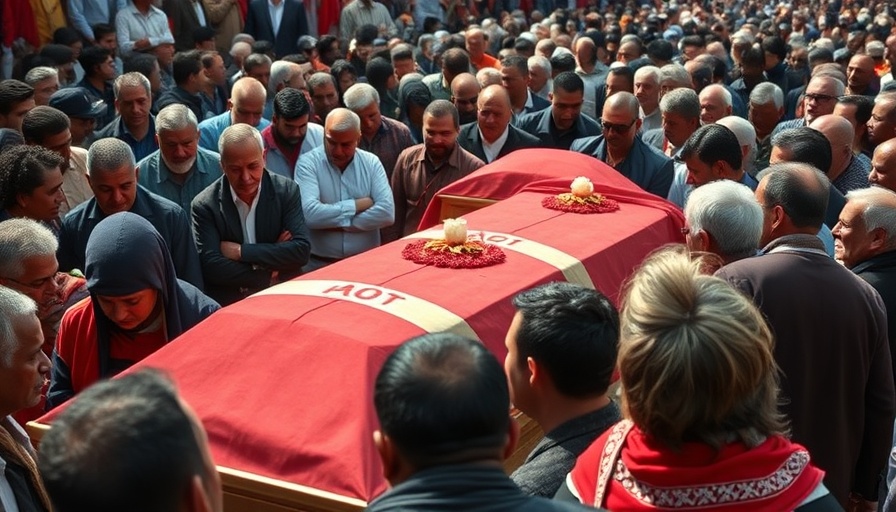 Iran state funeral for military leaders, emotional crowd.