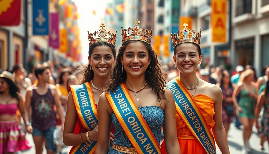 Participants in Queer Liberation March wearing sashes and crowns.